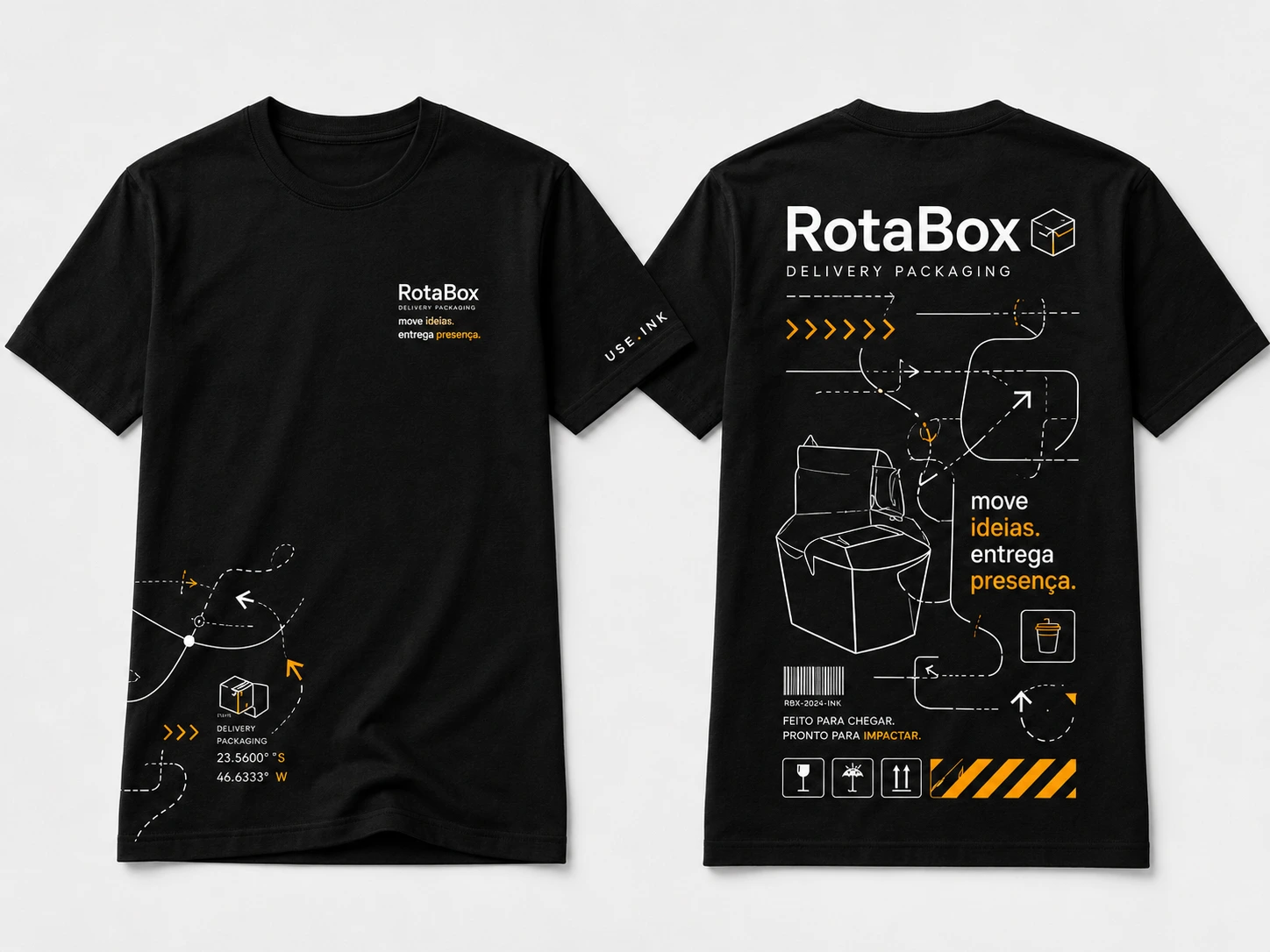 Camisetas personalizadas RotaBox, frente e costas